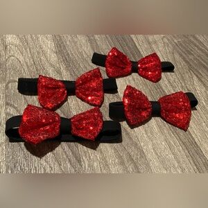 NEW set of 4 girls stretch headband red bow sequin hair accessories OS